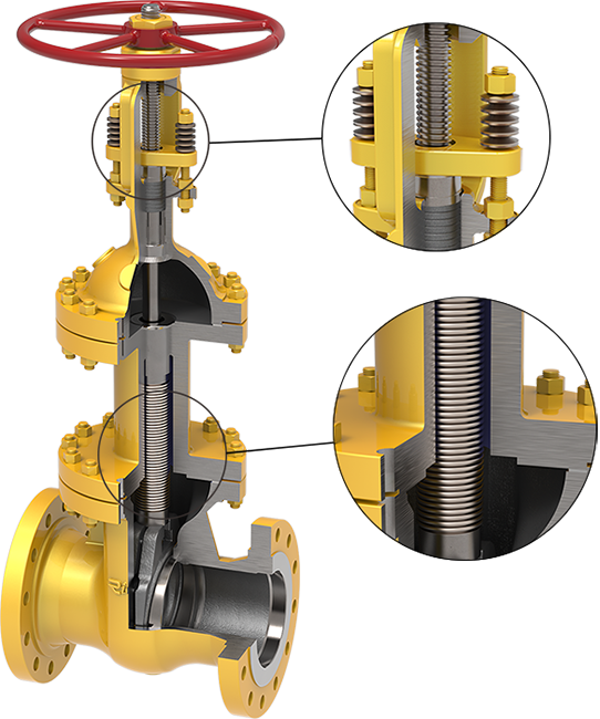 bellow seal and live loading with belleville springs